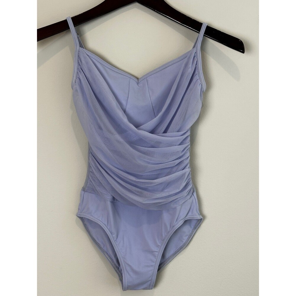 Nikolay Grishko Ballet Draped Mesh Leotard XXS/RUS 40 Periwinkle/Light Purple